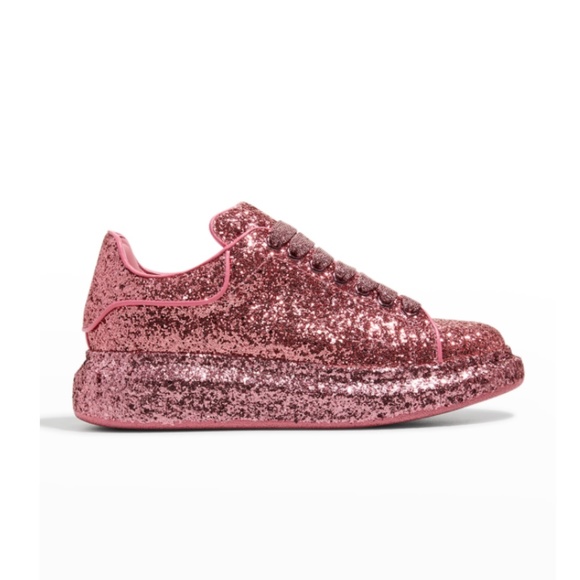 NIB $850 Alexander McQueen Glitter Oversized Sneakers in Printers Pink - 38 / 8 main image 1